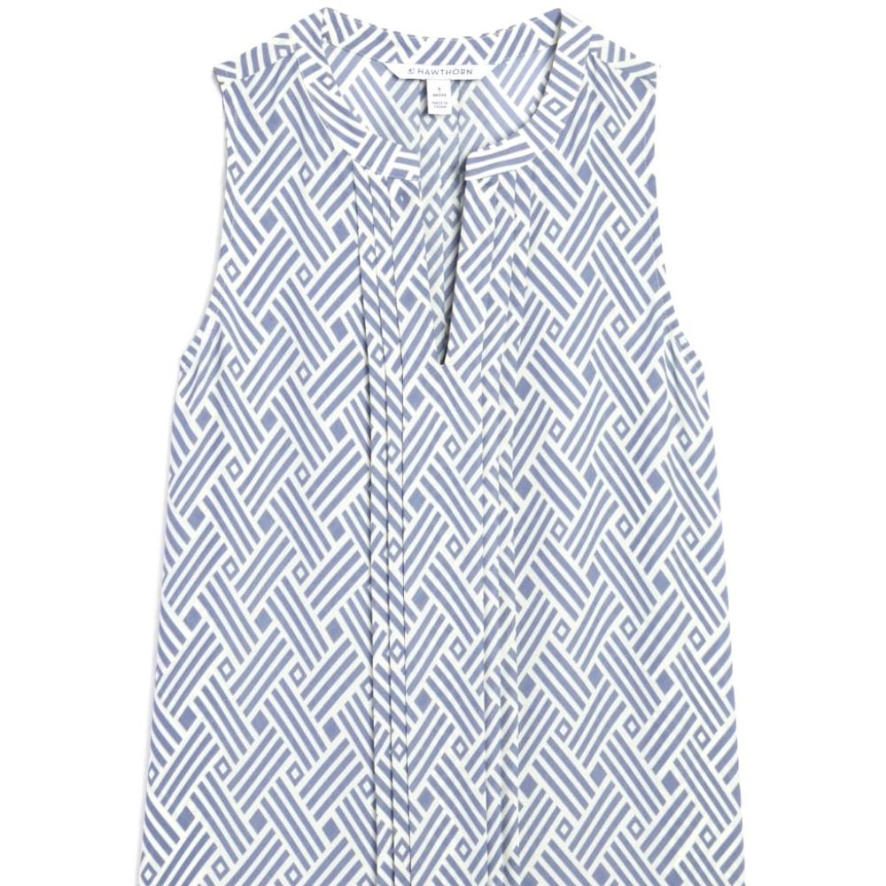 41 HAWTHORN Breyson Pleat Detail Split Neck Shirt  XSP